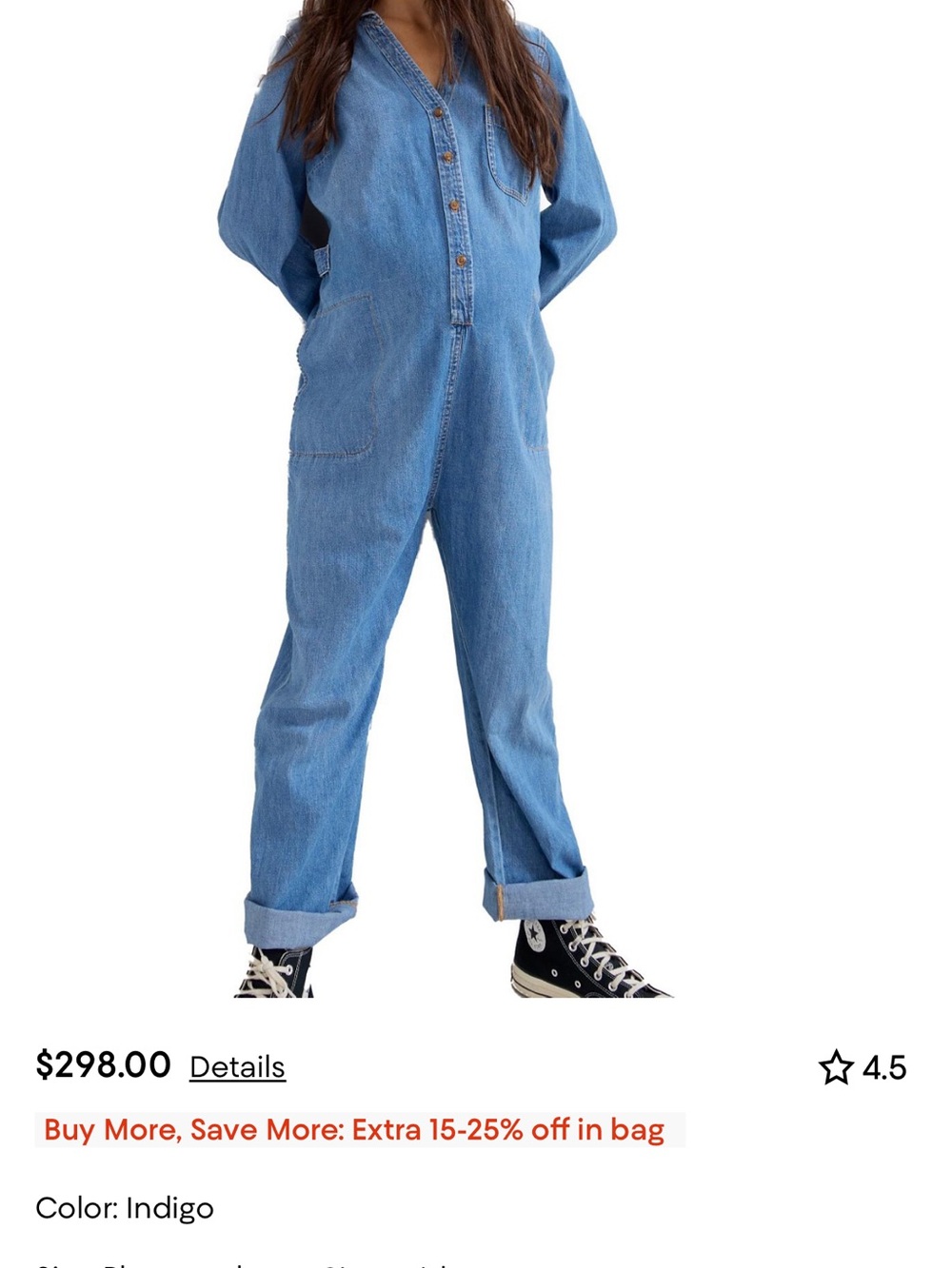 Hatch The Everyday Nursing Denim Jumpsuit Size 3